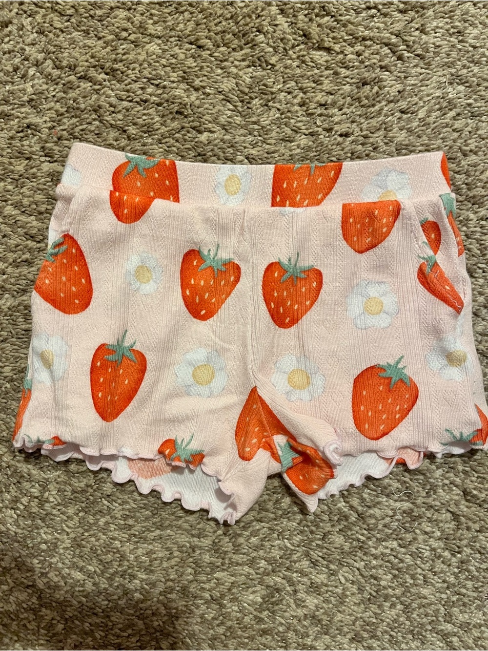 Posh Peanut Light Pink Strawberry Print Shorts